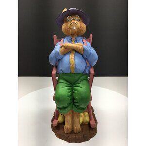 Department 56 Easter Village Papaw in Rocker with Chicks Figurine Ceramic 8"